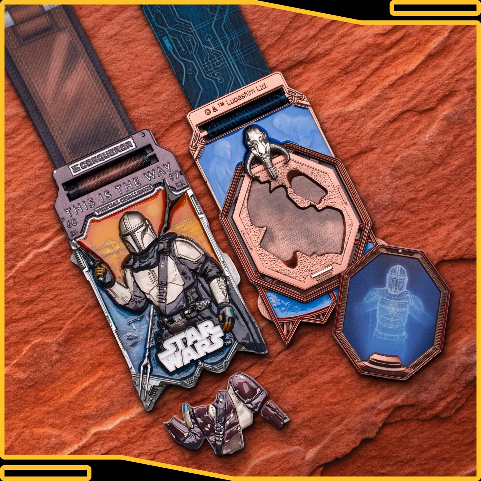 Medal showing Beskar challenge armor pieces
