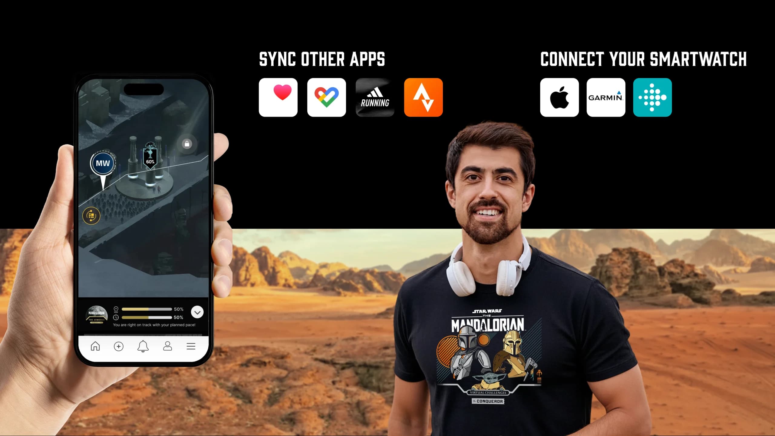 Track your Mandalorian journey with the Conqueror app