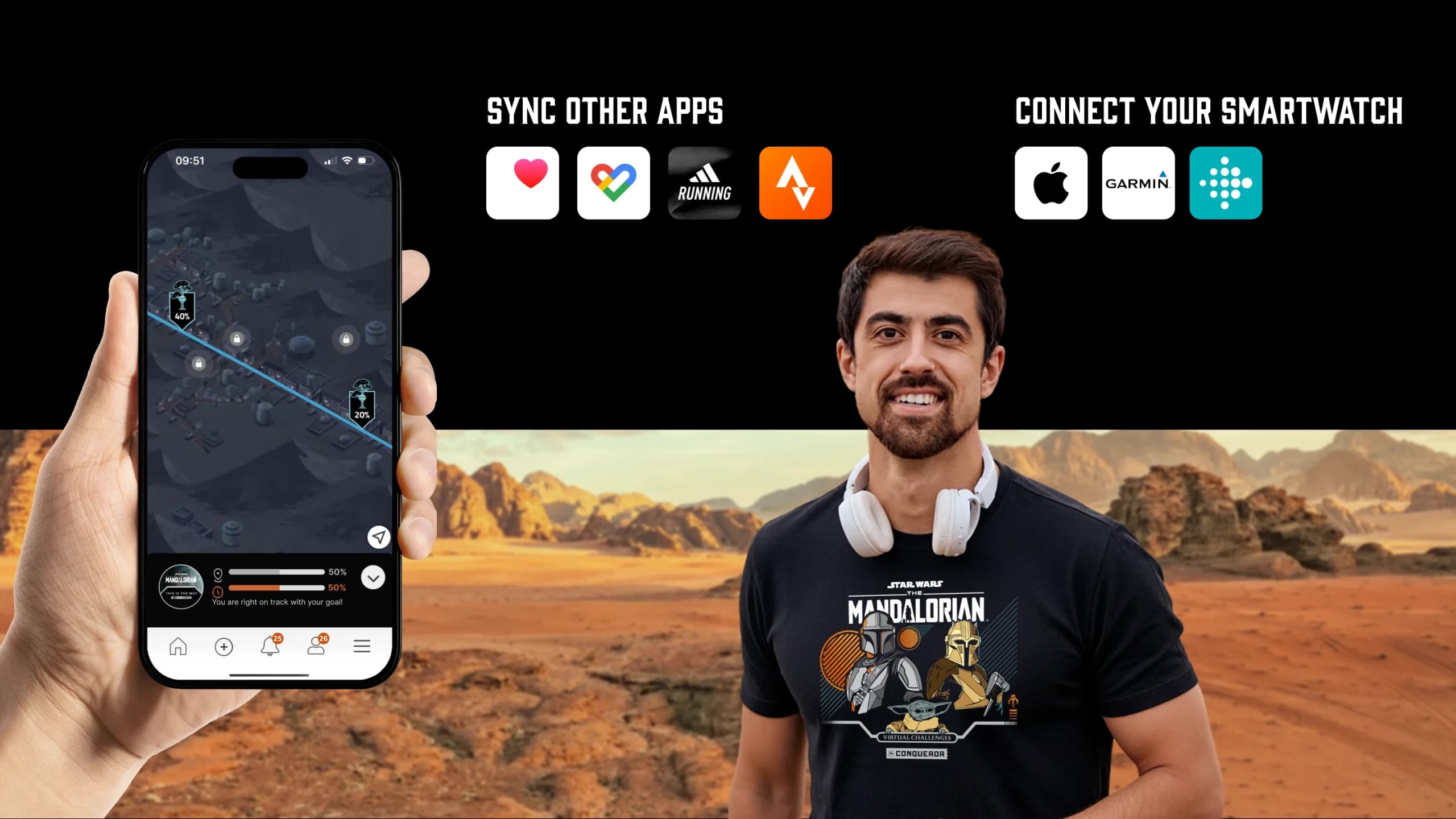 Track your Mandalorian journey with the Conqueror app