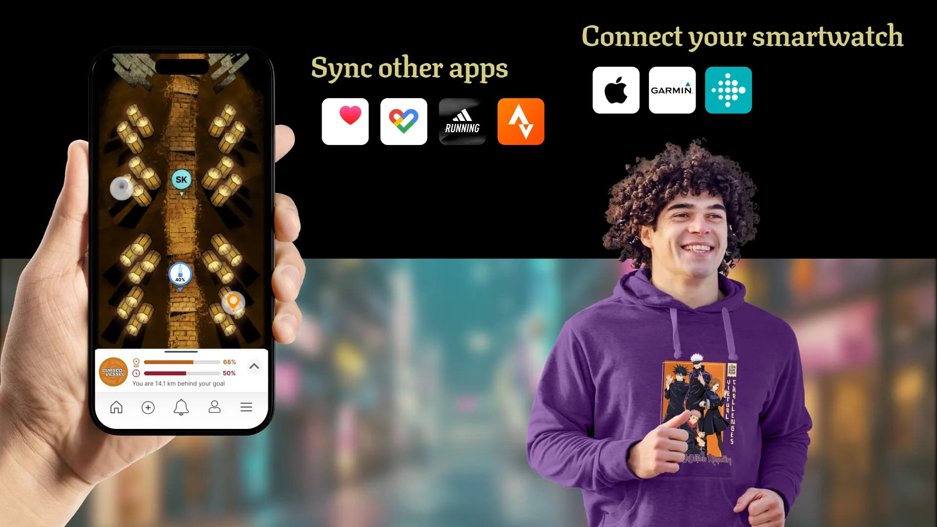 Track your Jujutsu Kaisen challenge progress in the Conqueror app